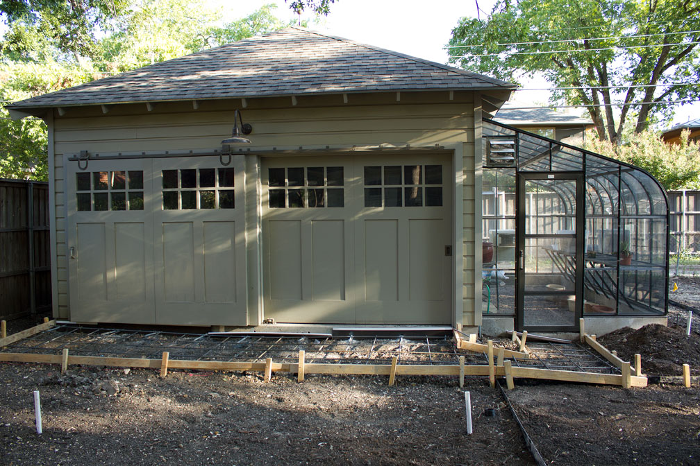 This framing is for the entrance pad to the garage and greenhouse.