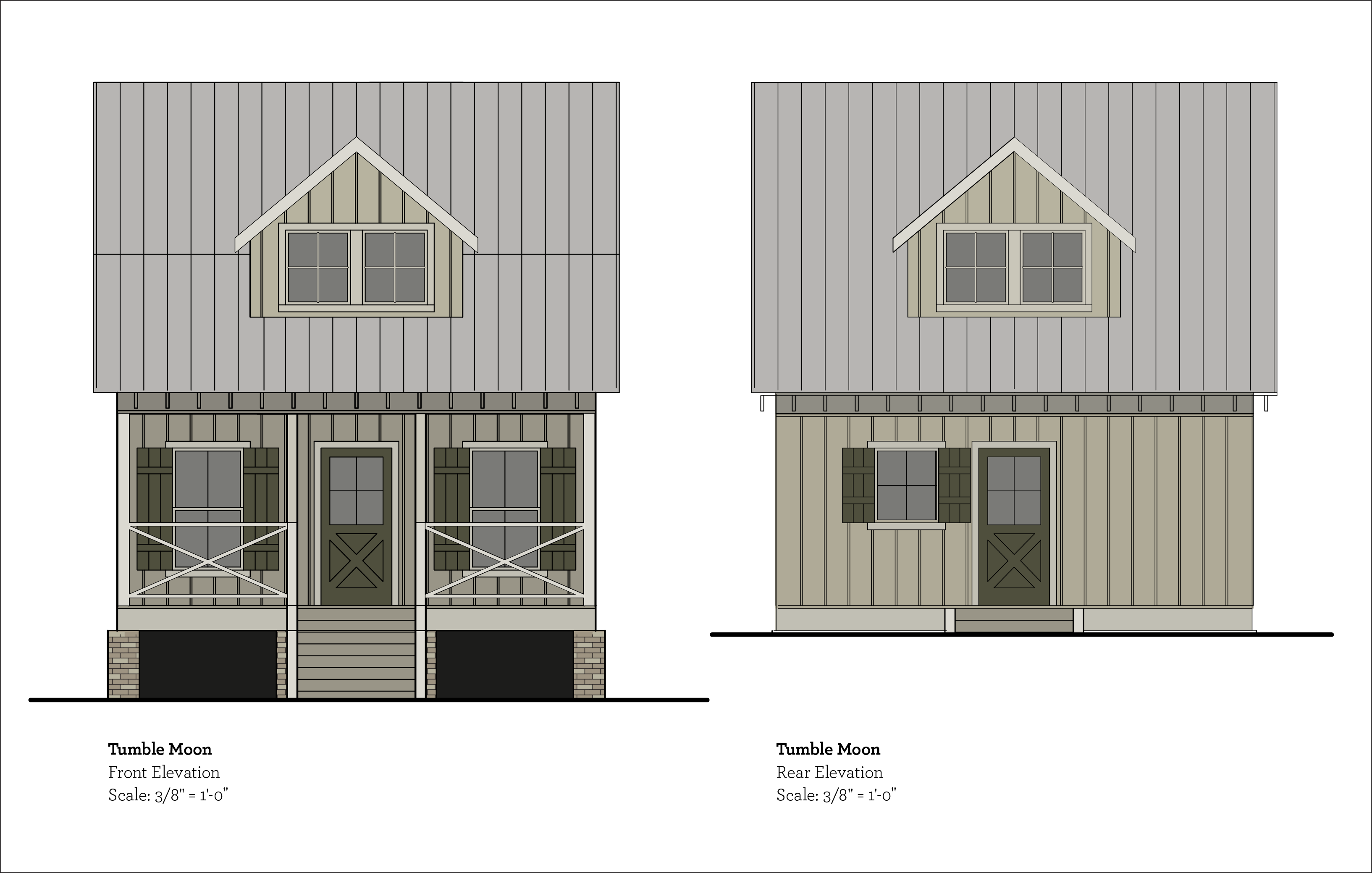 No paint colors have been picked for the house, but I felt these drawings could use some pizzazz. I do know what color it won’t be, white. The color pallet will come from the natural elements on the property, twigs, bark, leaves, and stone.