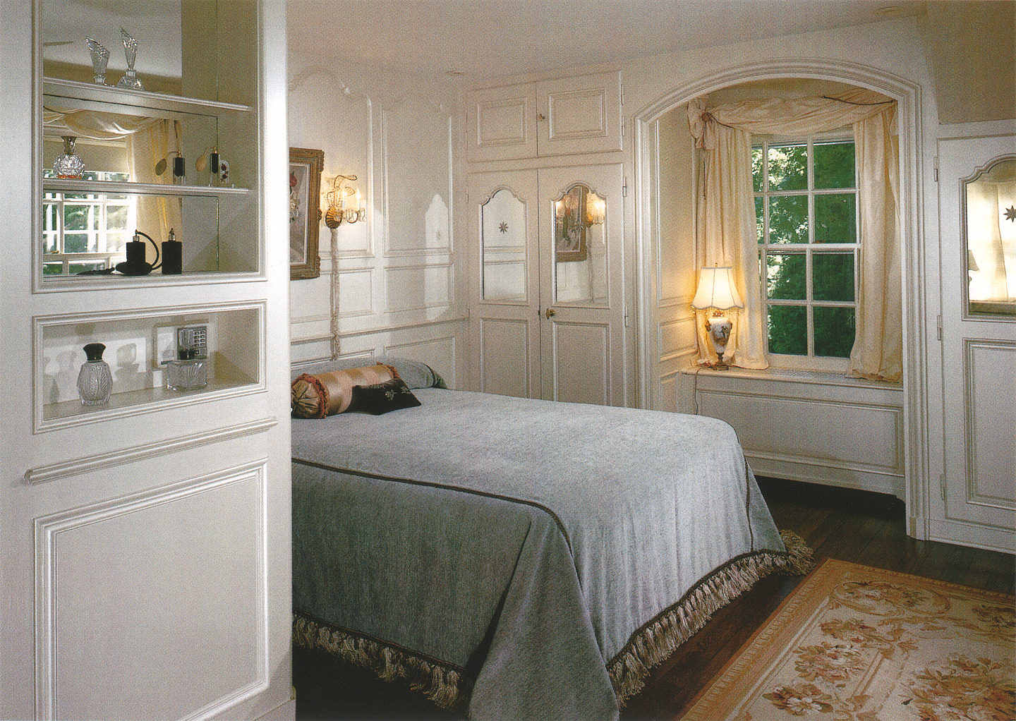 (above) Mrs. Adler's bedroom, as designed by David Adler, was the inspiration for my dressing room's mirrored paneled closet doors.