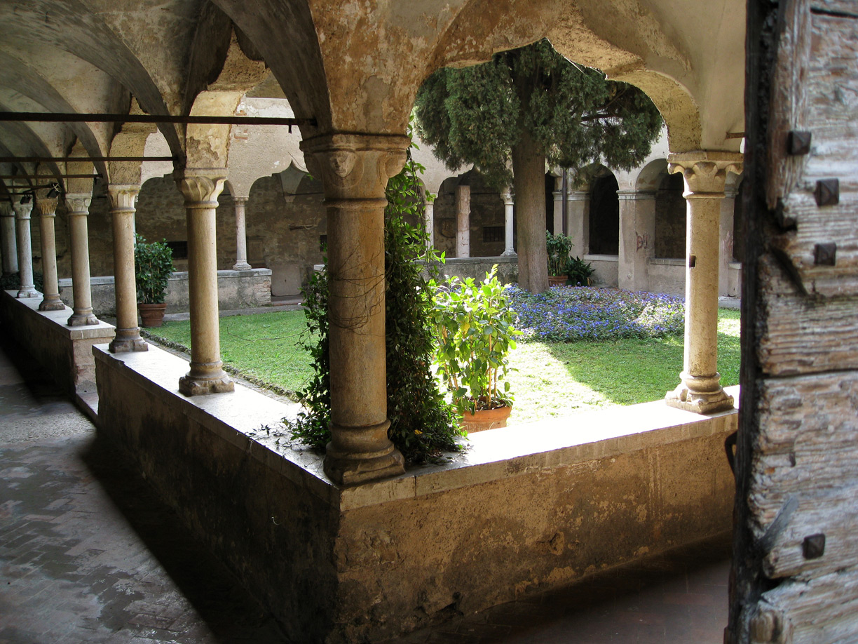 The entrance to the cloister of San Francesco Church in Gargnano on Lake Garda.