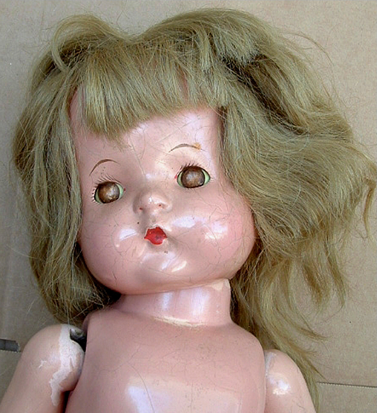 This is one doll from my collection of Patsy Ann dolls that I now keep locked up in the attic. Most of the nice looking ones were used in a promotional campaign back in 2001, but I never had the courage to use this particular one until now.