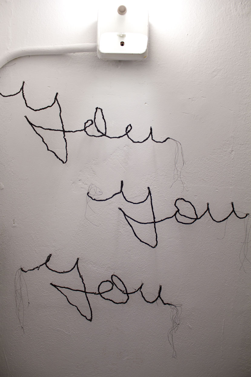 (above) 'Reflectio,' thread. Instead of a vanity mirror above the bathroom sink.