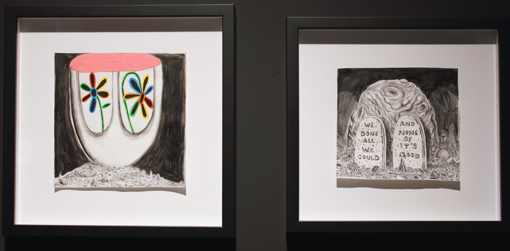 (above left) 'Give Me My Flowers While I Yet Live, version #1,' 2010; (above right) 'We Done All We Could And None Of It's Good,' 2010