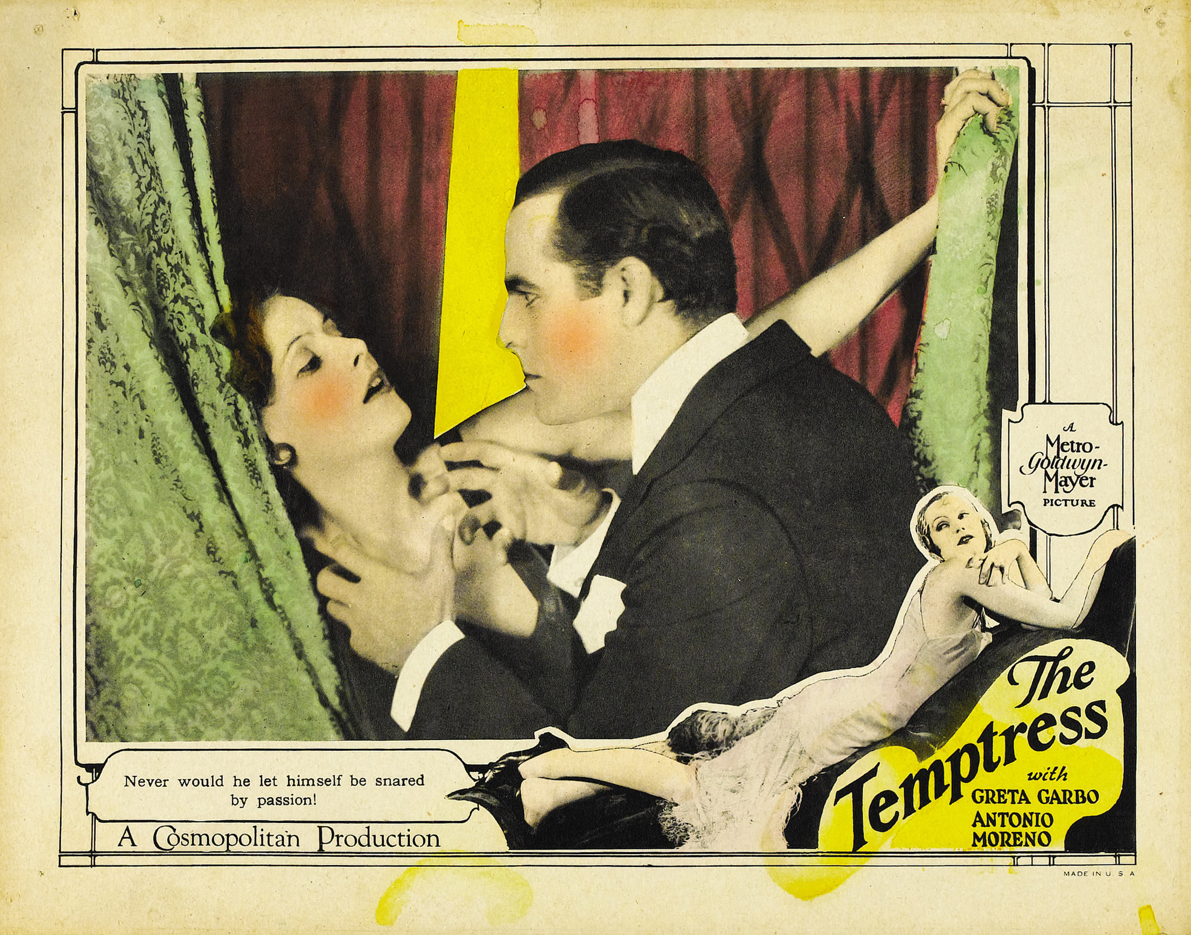 "Never would he let himself be snared by passion!" The graphics in these old "moving picture" posters are so much fun. It was the only time the public would get a glimpse of color before they headed to the black and white film.
