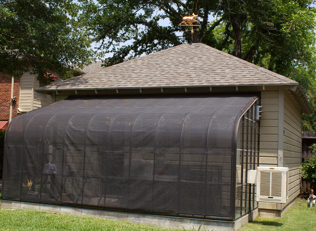 If you're wondering why the greenhouse doesn't have anything green in it at the moment, there's a really good excuse for that. Between the months of May and October, it's just too dang hot. Even with the shade cloth, vent fans, and swamp cooler, the day time temperatures rarely dip below 95 degrees. So the greenhouse is only useful for wintering container plants and propagating summer annuals.
